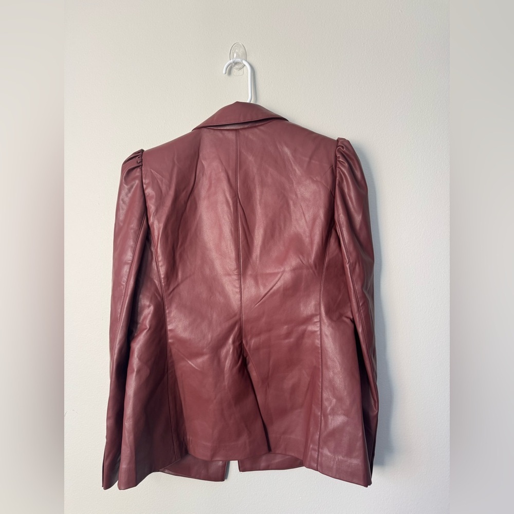 DKNY Jacket Red Faux Leather Size 6 NWT - Picture 6 of 10
